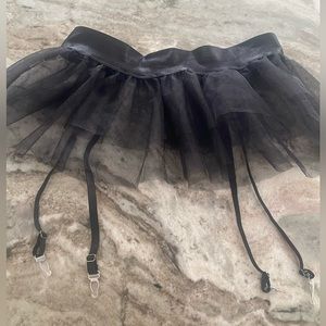 adorable sexy black stretch waist mesh garter belt lingerie